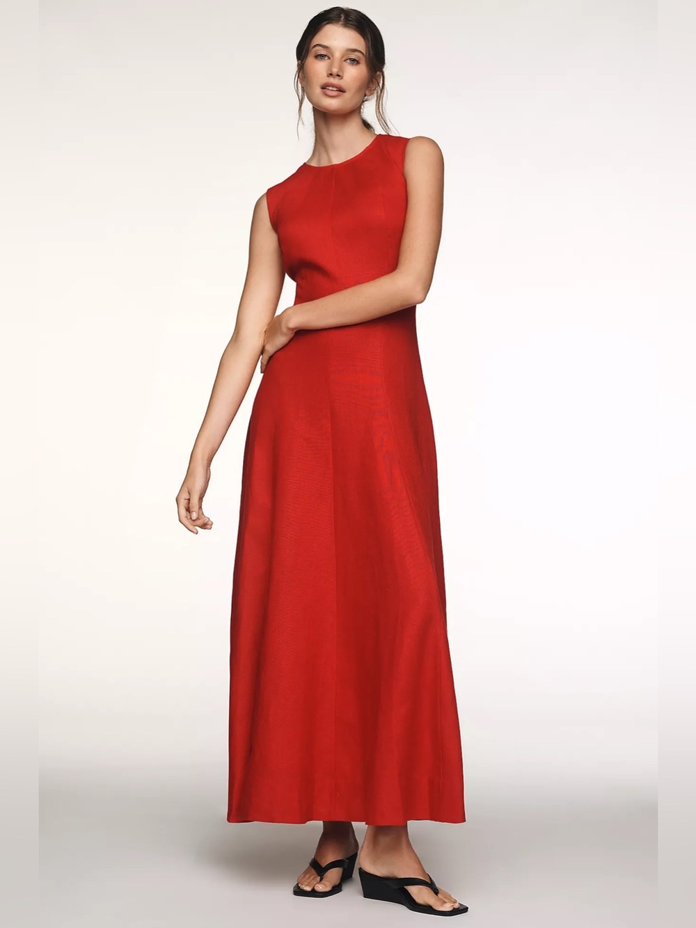 NEW Reformation Cecilia 100% Linen Maxi Dress In Lipstick Size 4